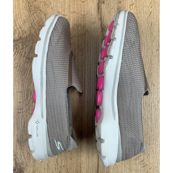 Skechers Go Walk 3 Shoes Women's Size 8.5 Stone beige Slip On Flats GoGo Mat - Picture 11 of 16